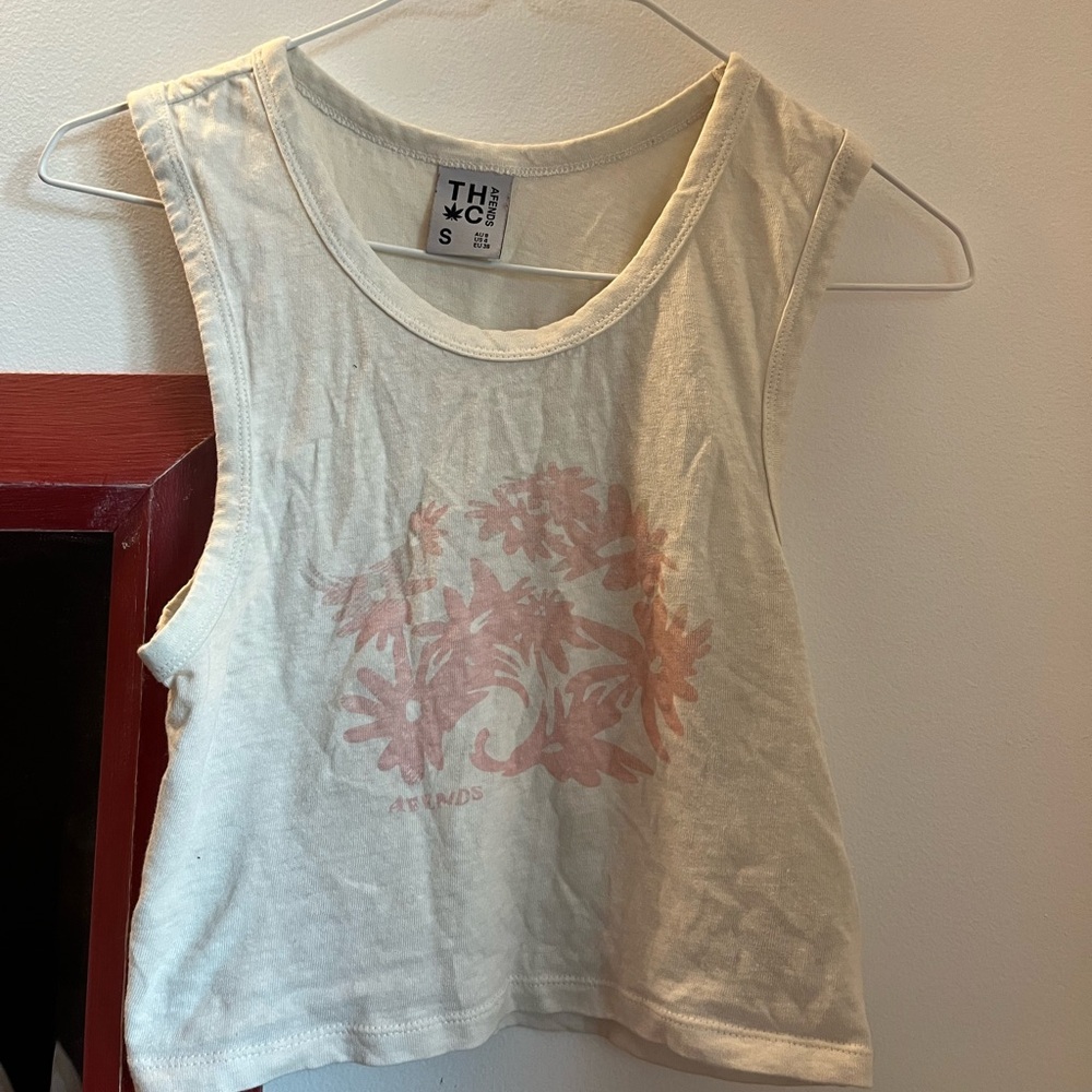 Afends White and Pink Floral Tank